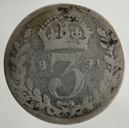 1891 Victoria Threepence Silver Coin | Fair Grade