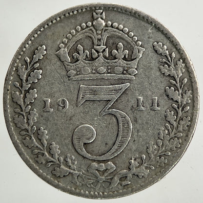 1911 George V Threepence Silver Coin | Fine Collectable Grade