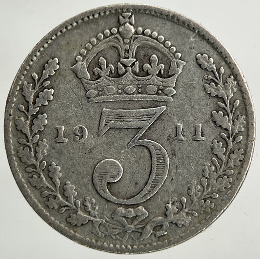 1911 George V Threepence Silver Coin | Fine Collectable Grade