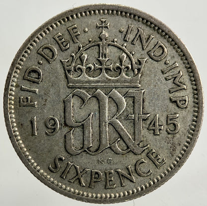 1945 George VI Sixpence Silver Coin | Fine Collectable Grade