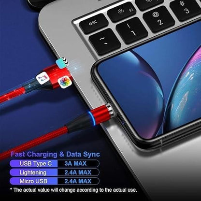 3 in 1 Magnetic USB Cable Charging Cable Multi Charger iPhone Lightening Type C