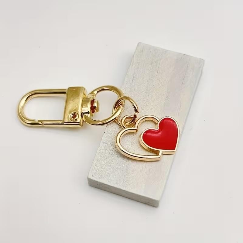 Mini Metal Cute Red Love Heart Charm Keyring Keychain Gift UK