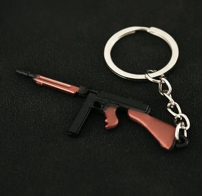 Mini US WWII Tommy Machine Gun Shaped Keyring Premium Keychain Gift UK