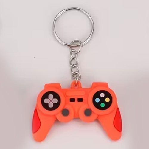 Retro Orange Video Game Controller Shaped Keyring Premium Keychain Gift UK