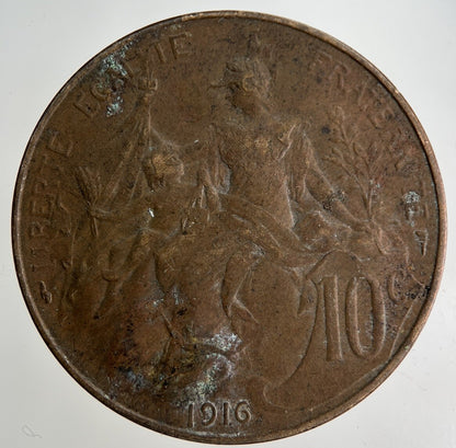1916 France 10 Centimes Coin | Fine Collectable Grade