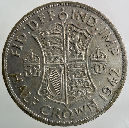 1942 George VI Half - Crown Silver Coin | Fine Collectable Grade