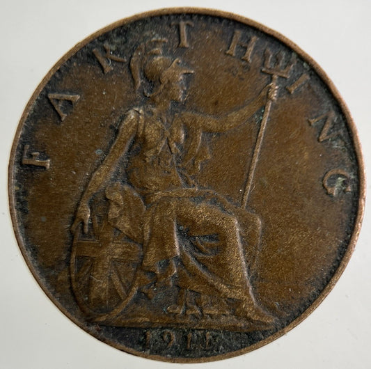 1911 George V Farthing Coin | Fine Collectable Grade