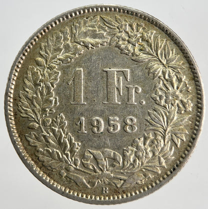 1958 - B Swiss 1 One Franc Silver Coin | Very High Grade | a1848