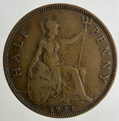 1934 George V Half - Penny Coin | Fine Collectable Grade