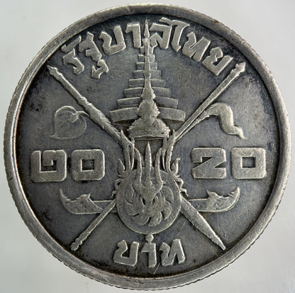 1963 Thailand Rama IX 20 Baht Silver Coin | Fine Collectable Grade
