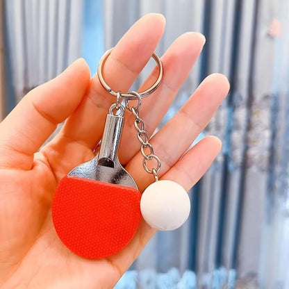 Mini Metal Red Table Tennis Ping Pong Shaped Keyring Premium Keychain Gift UK