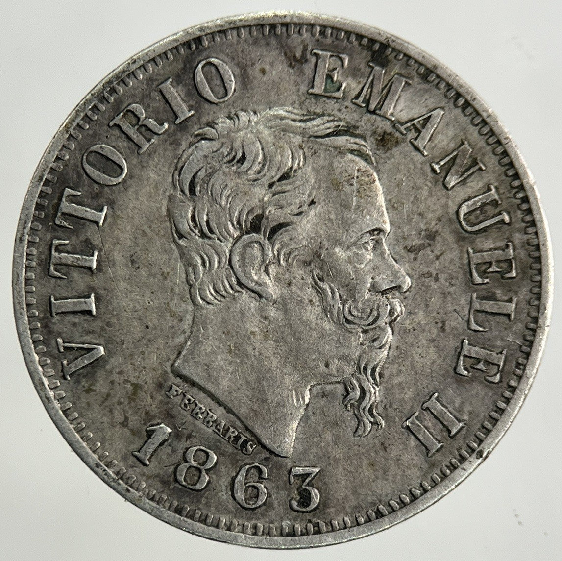 1863 Italy 50 Centesimi Silver Coin | Very High Grade