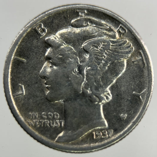 1937 US USA Mercury Dime Silver Coin | Fine Collectable Grade