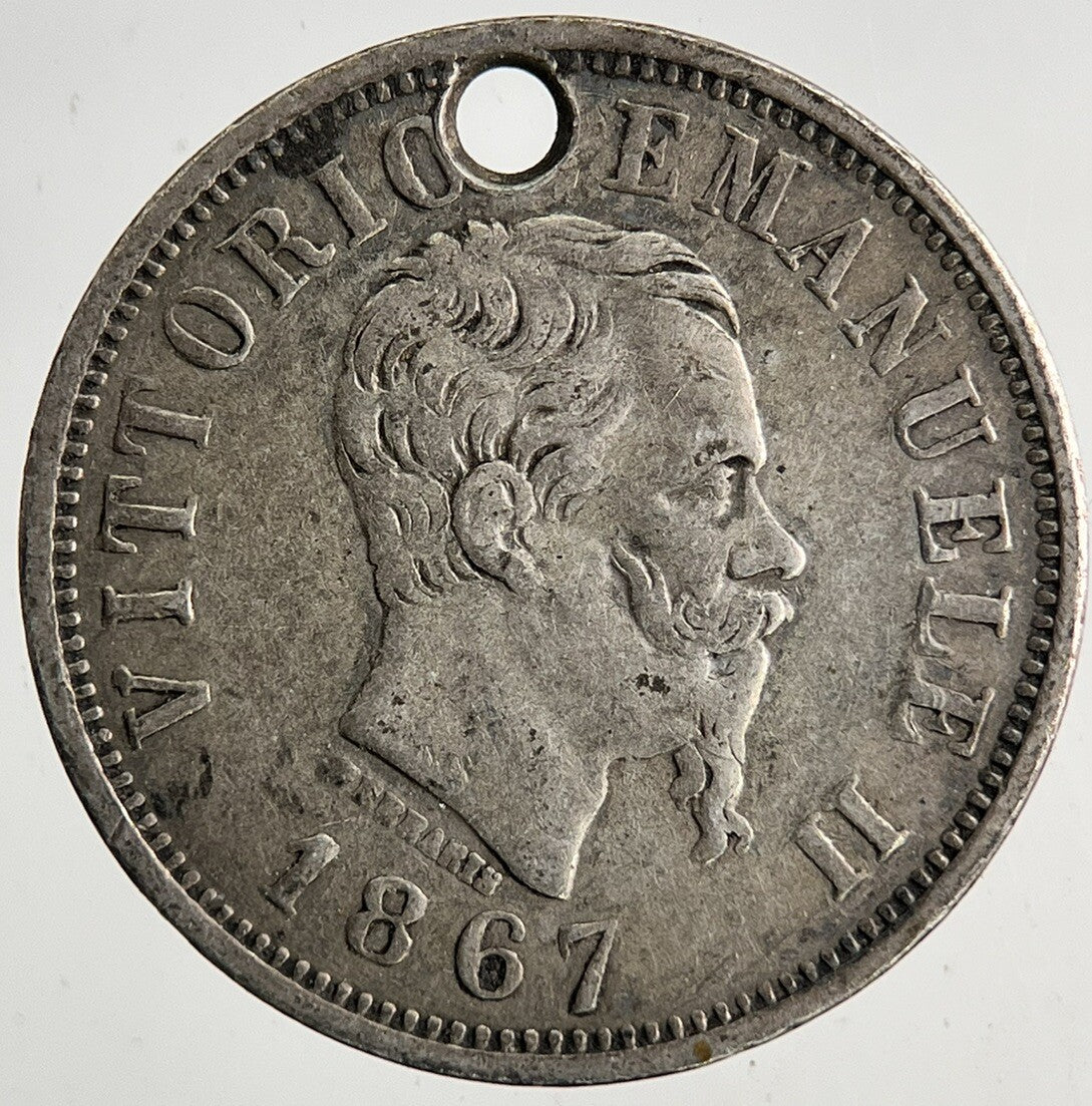 1867 Italy 50 Centesimi Silver Coin | Fine Collectable Grade | a9200