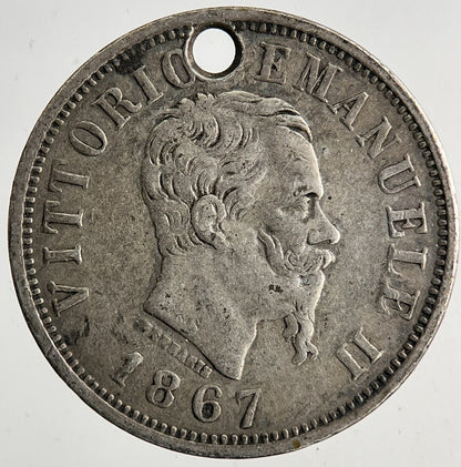 1867 Italy 50 Centesimi Silver Coin | Fine Collectable Grade | a9200