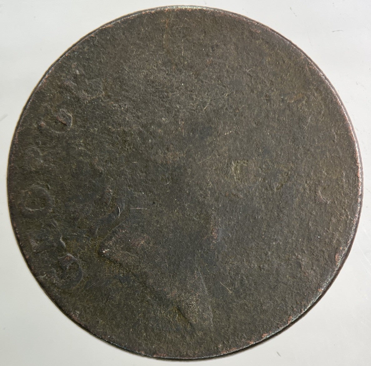 British North Wales Harp George Evasion Half - Penny Coin | Fair Grade