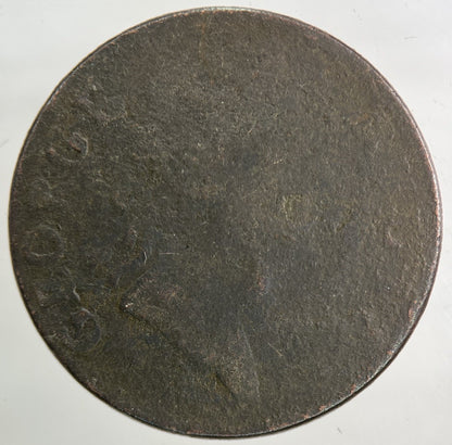 British North Wales Harp George Evasion Half - Penny Coin | Fair Grade