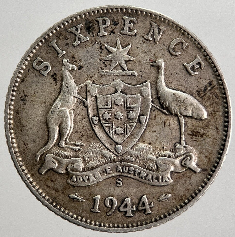 1944 - S Australia Sixpence Silver Coin | Fine Collectable Grade | a8402