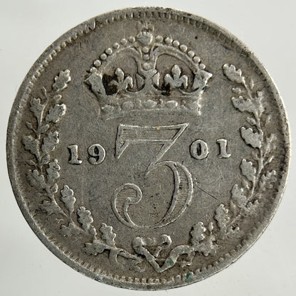 1901 Victoria Threepence Silver Coin | Fine Collectable Grade