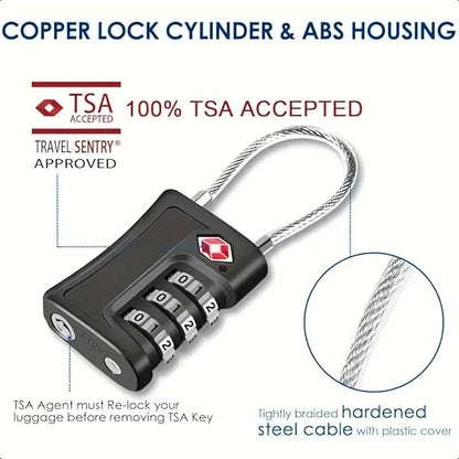 x2 TSA 3 Digit Black Metal Security Lock Luggage Case Padlock Backpack UK Stock