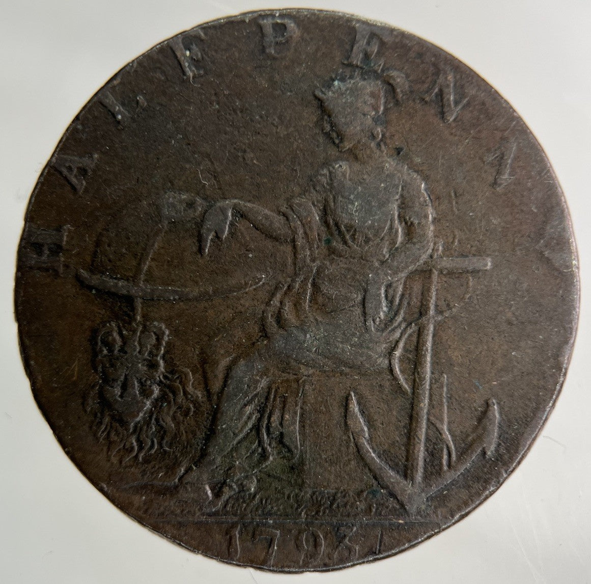 1793 British Peace & Plenty Half - Penny Coin | Fine Collectable Grade