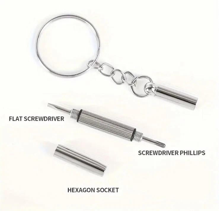 Mini Metal Multi Functional Precision Screwdriver Keyring Keychain Gift UK