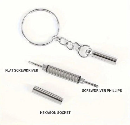 Mini Metal Multi Functional Precision Screwdriver Keyring Keychain Gift UK