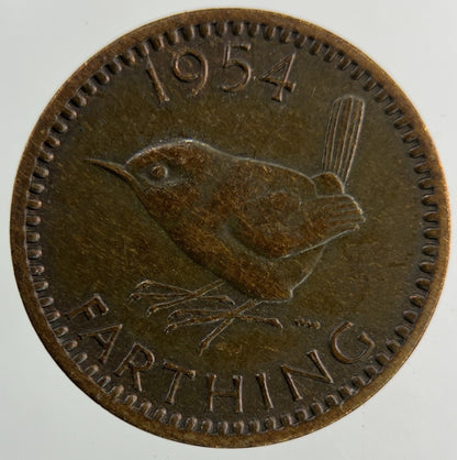 1954 Elizabeth II 2nd Wren Farthing Coin | Fine Collectable Grade