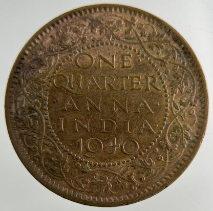 1940 India Quarter 1/4 Anna Coin | Fine Collectable Grade