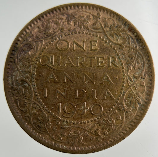 1940 India Quarter 1/4 Anna Coin | Fine Collectable Grade