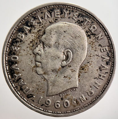 1960 20 Drachmai Greece Silver Coin | Fine Collectable Grade | a3604