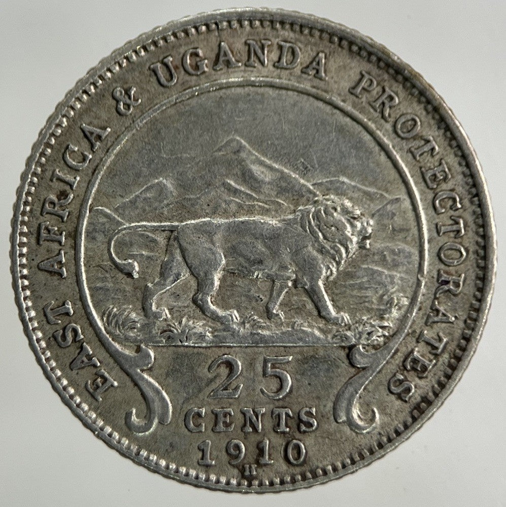 1910 East Africa 25 Cents Silver Coin | Very High Grade