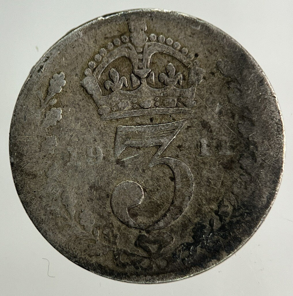 1911 George V Threepence Silver Coin | Fair Grade