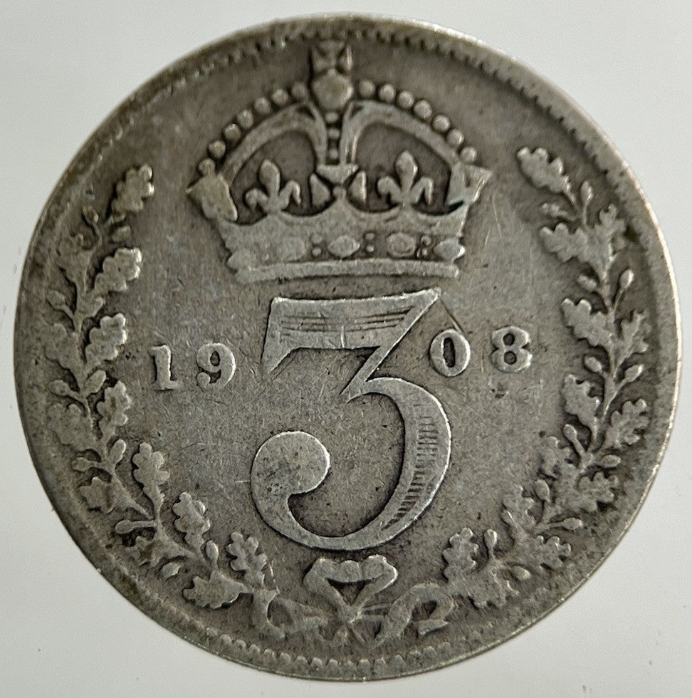 1908 Edward VII Threepence Silver Coin | Fine Collectable Grade