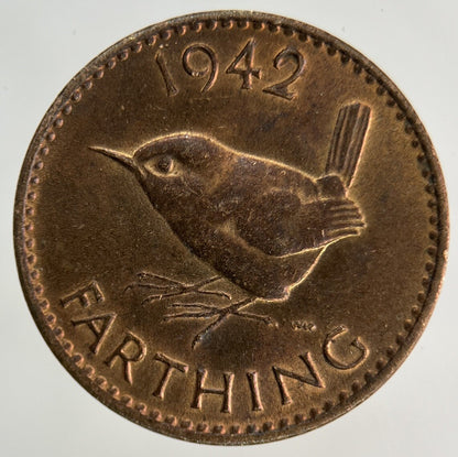 1942 George VI Wren Farthing Coin | Very High Grade