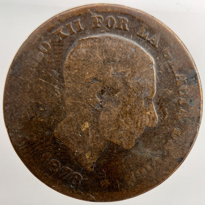 1878 Spain Cinco 5 Centimos Coin | Worn Grade