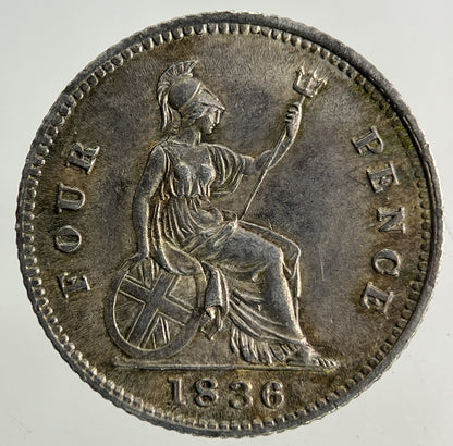 1836 William IV Groat Four - Pence Silver Coin | Very High Grade