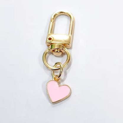 Mini Metal Cute Pink Love Heart Charm Keyring Keychain Gift UK
