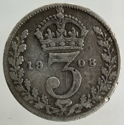 1908 Edward VII Threepence Silver Coin | Fine Collectable Grade