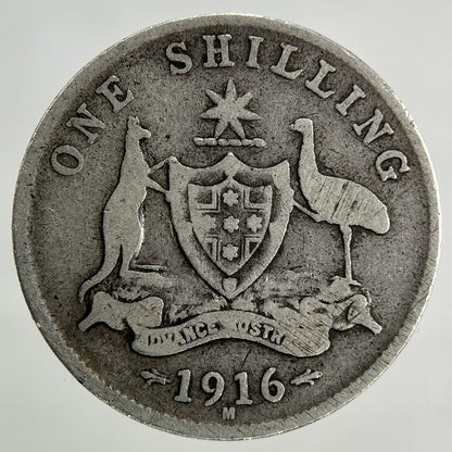 1916 - M Australia One Shilling Silver Coin | Collectable Grade