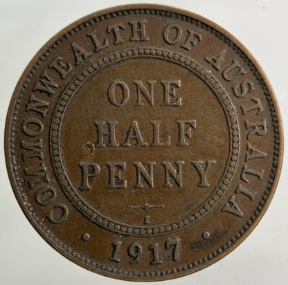 1917 Australia Half - Penny Coin | Fine Collectable Grade