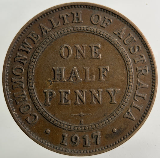 1917 Australia Half - Penny Coin | Fine Collectable Grade