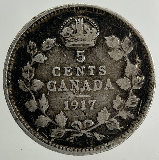 1917 Canada 5 Cents Silver Coin | Fine Collectable Grade