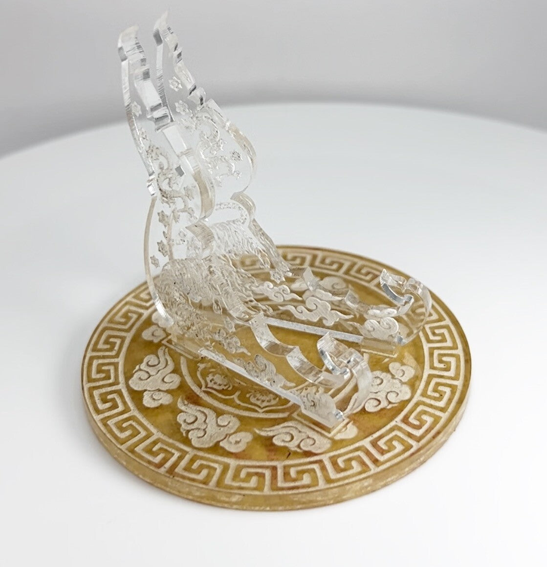 Clear Tiger & Clouds Themed 1oz Silver Gold Coins / Amulet / Medal Display Stand