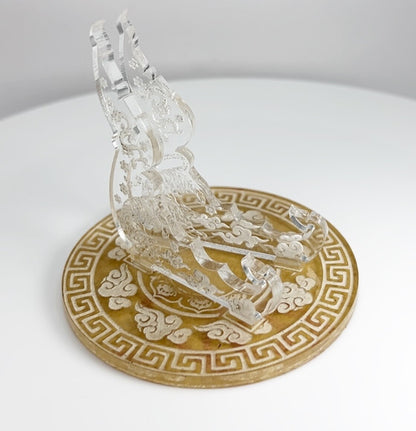 Clear Tiger & Clouds Themed 1oz Silver Gold Coins / Amulet / Medal Display Stand