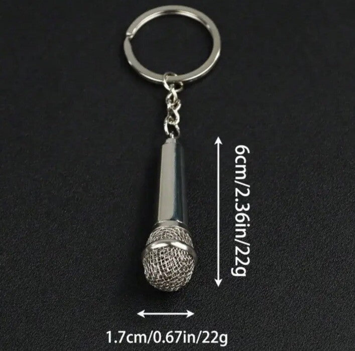 Mini Music Mic Microphone Keyring With Secret Compartment Keychain Gift UK