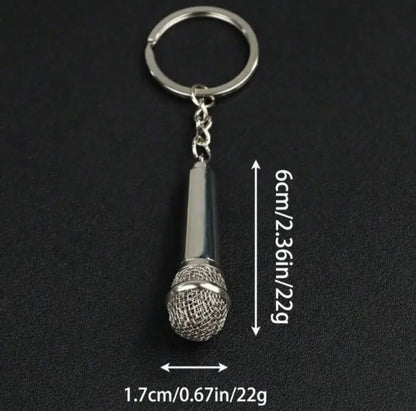 Mini Music Mic Microphone Keyring With Secret Compartment Keychain Gift UK