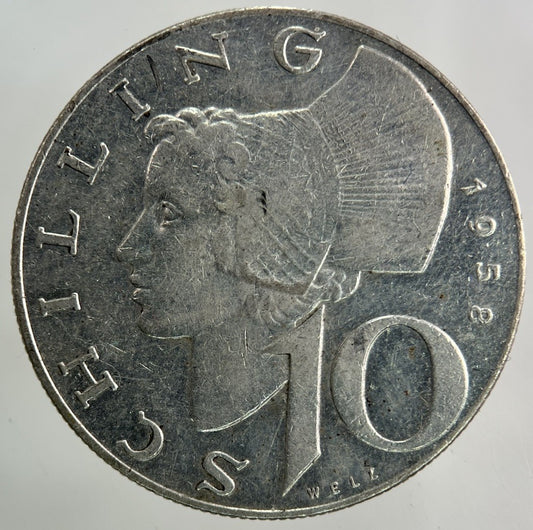 1958 Austria 10 Schillings Silver Coin | Collectable Grade