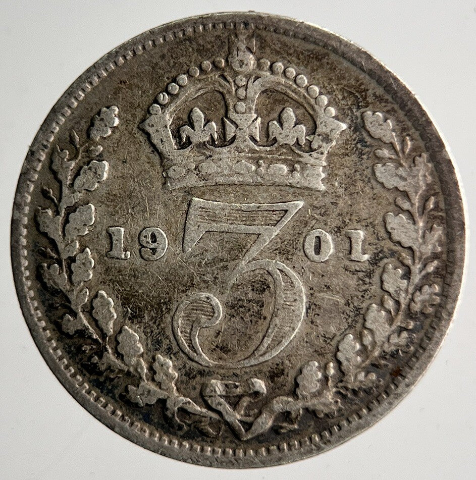 1901 Veiled Head Victoria Threepence Silver Coin | Collectable Grade | a4035
