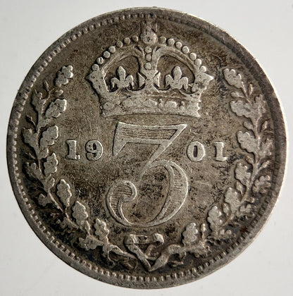 1901 Veiled Head Victoria Threepence Silver Coin | Collectable Grade | a4035